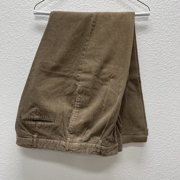 Preswick and Moore Mens Size 36x30 Pants Corduroy Tan Brown Pleated Cuffed